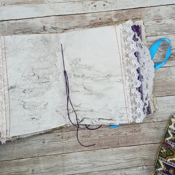 Small Purple & Gold Junk Journal, Handmade Recycled Journal, Chunky Junk Journal - Picture 9 of 16